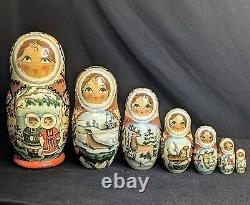 Matryoshka Russian Nesting Dolls 8 7pc Exquisite Hand Painted Signed