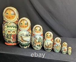 Matryoshka Russian Nesting Dolls 8 7pc Exquisite Hand Painted Signed