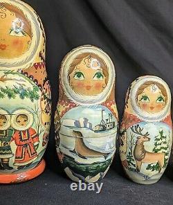 Matryoshka Russian Nesting Dolls 8 7pc Exquisite Hand Painted Signed