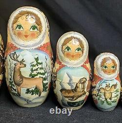 Matryoshka Russian Nesting Dolls 8 7pc Exquisite Hand Painted Signed