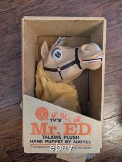Mattel 1962 Tv's Mr. Ed talking plush hand puppet with box & pullstring works