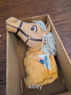 Mattel 1962 Tv's Mr. Ed talking plush hand puppet with box & pullstring works