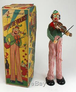 Mechanical Happy The Violinist Clown Antique Wind Up Toy TPS Marked