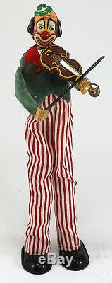 Mechanical Happy The Violinist Clown Antique Wind Up Toy TPS Marked