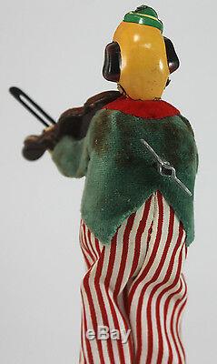 Mechanical Happy The Violinist Clown Antique Wind Up Toy TPS Marked