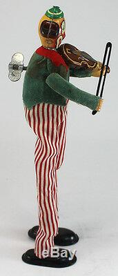 Mechanical Happy The Violinist Clown Antique Wind Up Toy TPS Marked