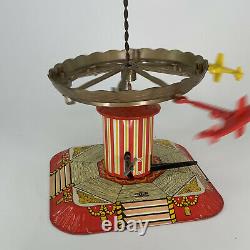 Mettoy playthings carousel toy Vintage Tin Litho Wind Up Works Great Britain