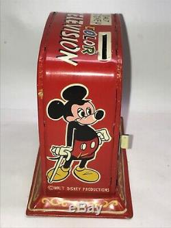 Mickey Mouse Tin Wind Up Walt Disney Productions Linemar Japan Television tv