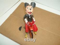 Mickey Mouse cyclist Tin litho, wind Up Walt Disney Productions Linemar Japan