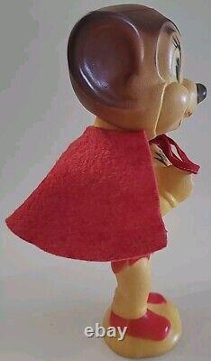 Mighty Mouse With Original Box Rubber Red Cape Old Vintage Toy Read