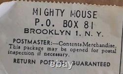 Mighty Mouse With Original Box Rubber Red Cape Old Vintage Toy Read