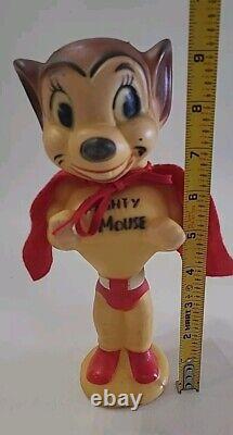 Mighty Mouse With Original Box Rubber Red Cape Old Vintage Toy Read