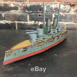 Mohr & Krauss M&k Tin Windup German Warship Bing Marx Fleischmann Tin Litho