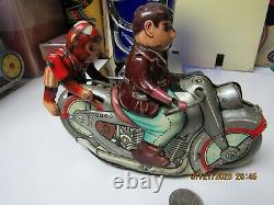 Monkey Rider Motorcycle Tin Litho Wind Up 1950 Kanto Japan Works Rare Toy