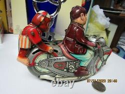 Monkey Rider Motorcycle Tin Litho Wind Up 1950 Kanto Japan Works Rare Toy