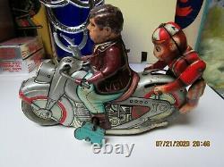 Monkey Rider Motorcycle Tin Litho Wind Up 1950 Kanto Japan Works Rare Toy