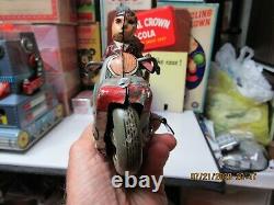 Monkey Rider Motorcycle Tin Litho Wind Up 1950 Kanto Japan Works Rare Toy