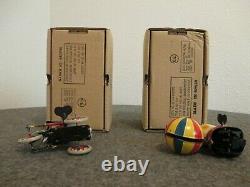 NIB SET (2) PAYA PH DOG With BALL & MONKEY ON MOTORCYCLE TIN WIND-UP TOYS WORK