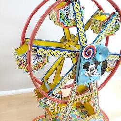 NOT WORKING Vtg 50s Tin Disneyland Ferris Wheel Toy Chein Litho Wind Up