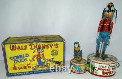 N. Mint Disney1946 Donald Duck Duettin Wind-up Marx Action Toy+new Replica Box