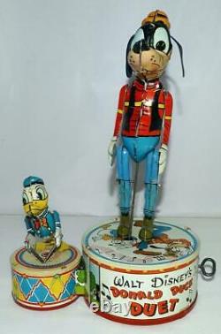 N. Mint Disney1946 Donald Duck Duettin Wind-up Marx Action Toy+new Replica Box