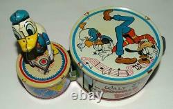 N. Mint Disney1946 Donald Duck Duettin Wind-up Marx Action Toy+new Replica Box