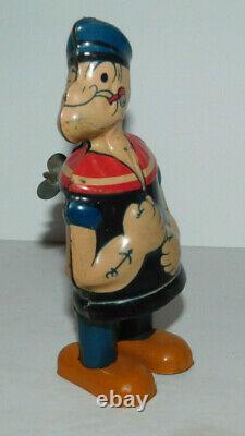 Neat Vintage Chein Toy Tin Wind Up Popeye Walking Toy Works Great