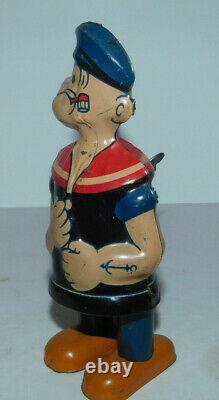 Neat Vintage Chein Toy Tin Wind Up Popeye Walking Toy Works Great