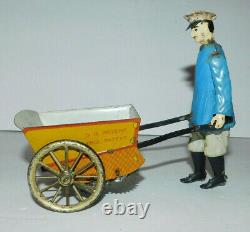 Neat Vintage Lehmann Tin Wind Up Toy Tap Tap Man With Cart Pat 1903