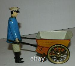 Neat Vintage Lehmann Tin Wind Up Toy Tap Tap Man With Cart Pat 1903