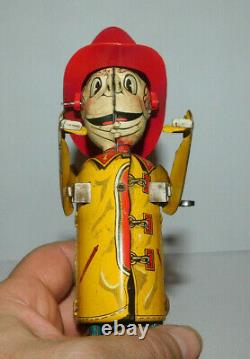 Neat Vintage Tin Litho Wind Up Marx Climbing Fireman