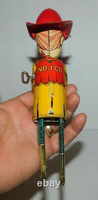 Neat Vintage Tin Litho Wind Up Marx Climbing Fireman