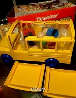 New Tupperware Tuppertoys USA Vintage School Bus Toy Complete Set