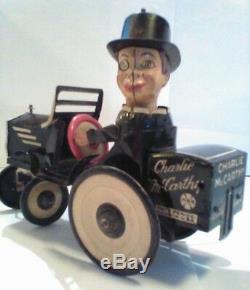 ORIGINAL Charlie McCarthy Wind-Up Tin-Litho Bump N' Go Crazy Car