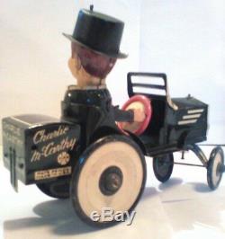 ORIGINAL Charlie McCarthy Wind-Up Tin-Litho Bump N' Go Crazy Car