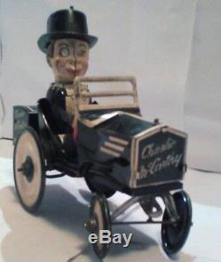 ORIGINAL Charlie McCarthy Wind-Up Tin-Litho Bump N' Go Crazy Car