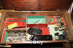 Old 1920's A. C. Gilbert Erector Set in Wood Box withlots of parts See Photos