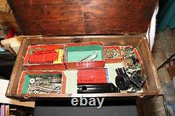 Old 1920's A. C. Gilbert Erector Set in Wood Box withlots of parts See Photos