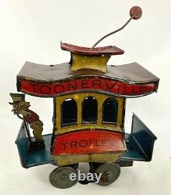 Old Antique 1922 TOONERVILLE TROLLEY Fontaine Fox WIND UP TOY with Driver