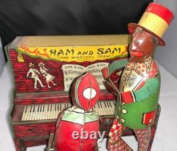 Old Tin Wind up Piano Ham and Sam The Minstrel Team Black Americana Strauss