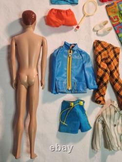 Old Vintage Barbies Friend Allen Doll In Case With Clothing Lot