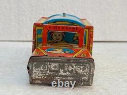 Old Vintage Rare Red Fire Engine Wind-up Truk Litho Print Toy Vehicle