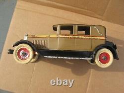 Original Old Kingsbury Windup Toy Car Limousine Brougham Tin Toy