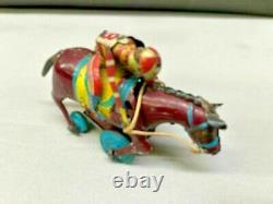 Original Tin Litho, Friction Race horse #8 with Jockey made in Japan VGC