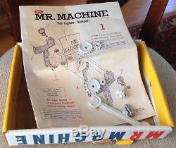 Original VINTAGE MR MACHINE IDEAL 1960 Robot, Box, Instructions, Wrench WORKS