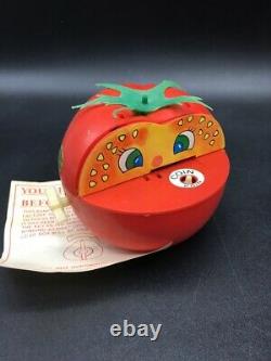 POMODORO TOMATO Mela Bruco Salvadanaio Vintage'80 Apple Bank Wind Up Toy #JD