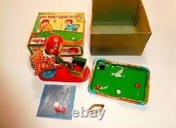 POOL Tin wind-up c1960 Lucky Monkey Playing Billiards Near Mint in Box by TPS NR