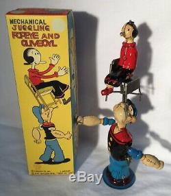 POPEYE JUGGLING OLIVE OYL Linemar WIND-UP NEAR MINT-1950's