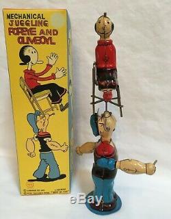 POPEYE JUGGLING OLIVE OYL Linemar WIND-UP NEAR MINT-1950's