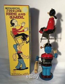 POPEYE JUGGLING OLIVE OYL Linemar WIND-UP NEAR MINT-1950's